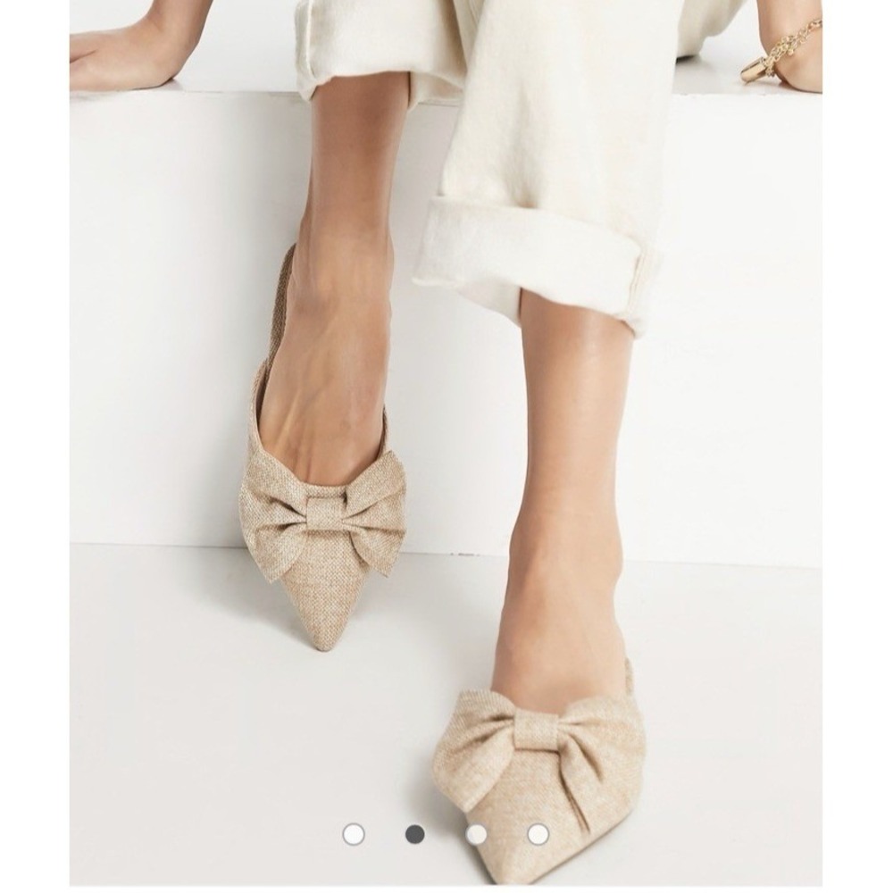 Kitten Heel Mule 5 Natural Beige Lass Straw Bow ASOS Interview Outfit Women